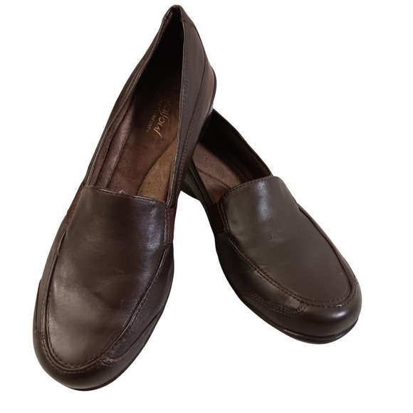 Natural Soul Shoes - Natural Soul‎ Women's Dark Brown Leather Loafer Comfort Shoes Slip On Size 8M